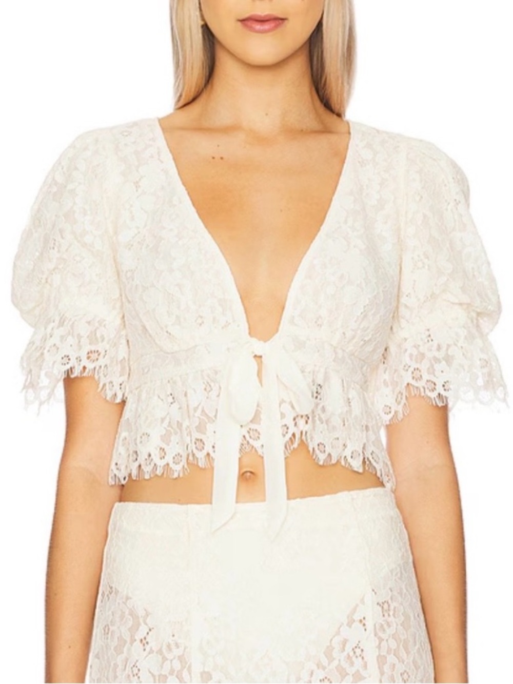 AFRM Wayla Lace Top in Gardenia. Size 1X. Brand new!